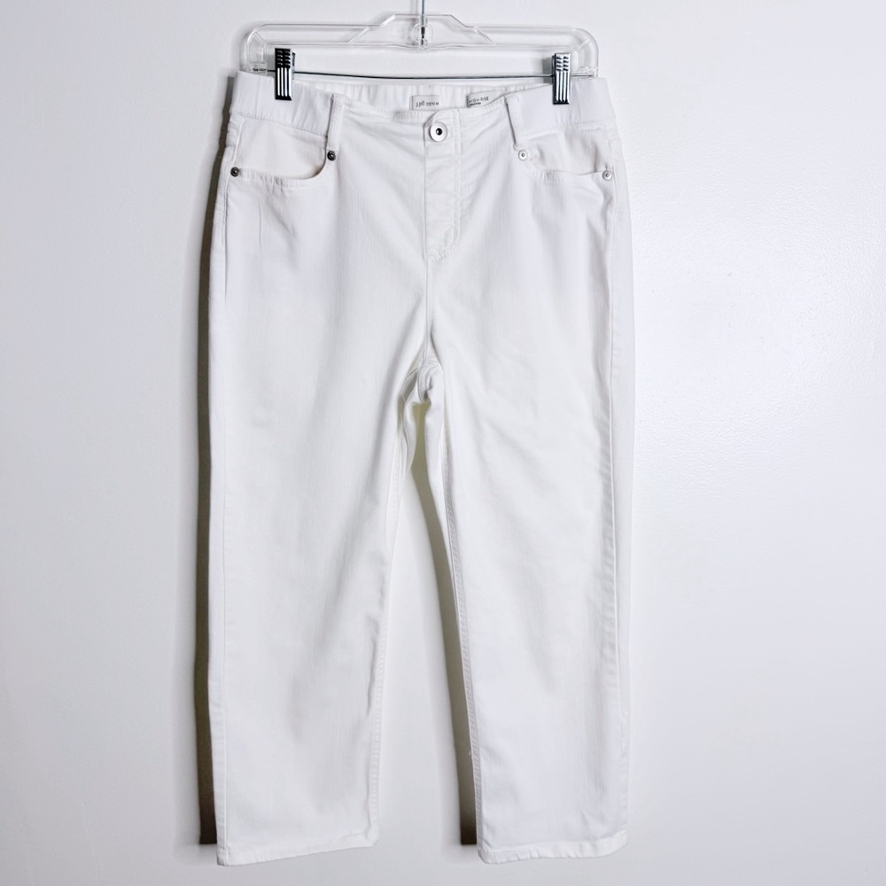 J. Jill White High Rise Cropped Pull On Jean 10 Petite Casual Stretch Minimalist